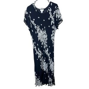 Paradise Plus Y2K 90s Black Floral Print Midi Dress Size 3X